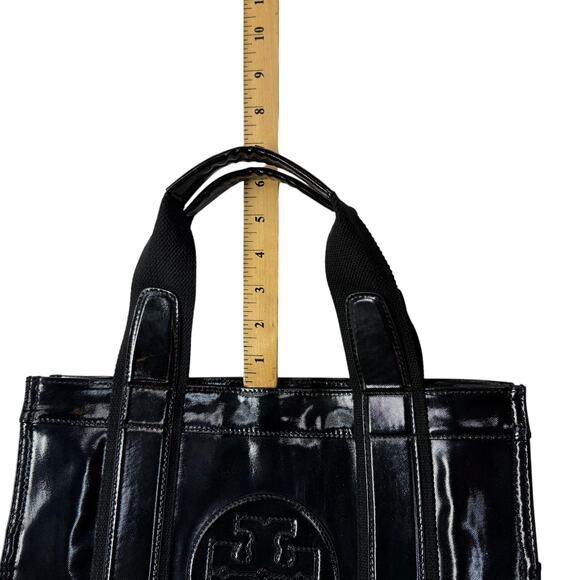 Tory Burch Patent Nylon Tote Bag Big Logo Black - Picture 8 of 16